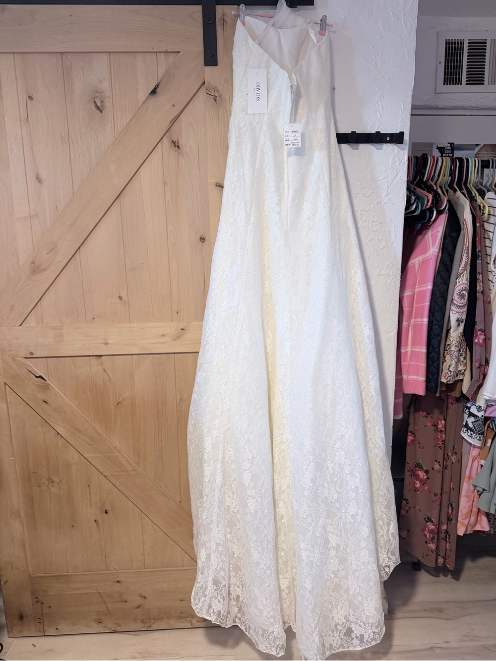 David's Bridal Satin Bridal Gown in Ivory White
